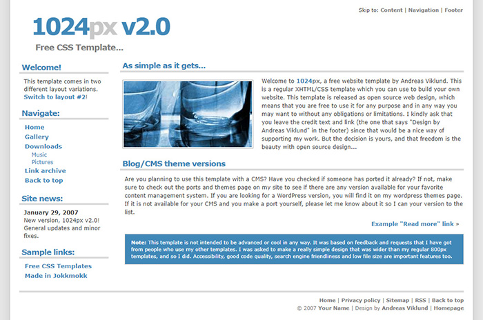 Free 1024px v2.0 Website Template