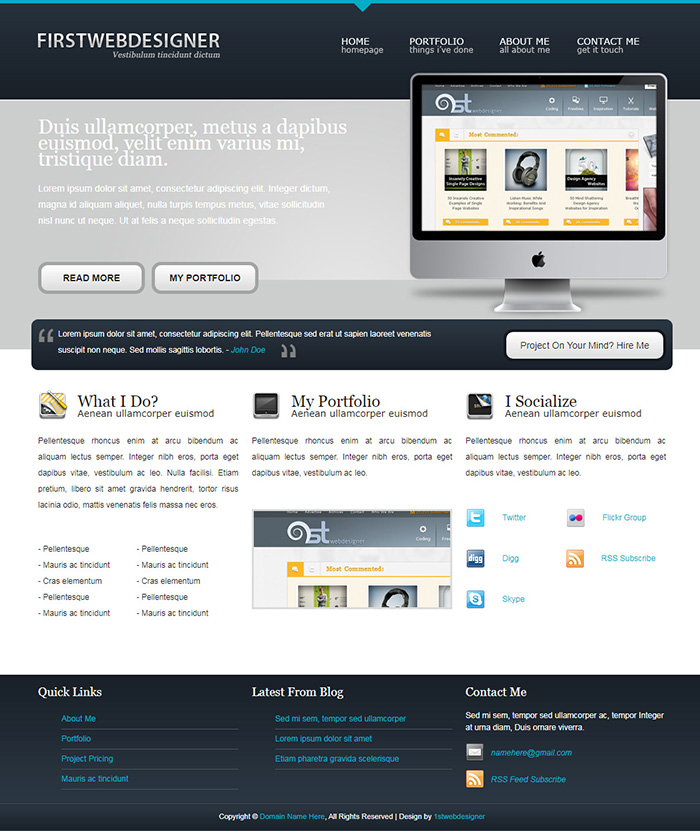Free 1stDelicious Portfolio Website Template