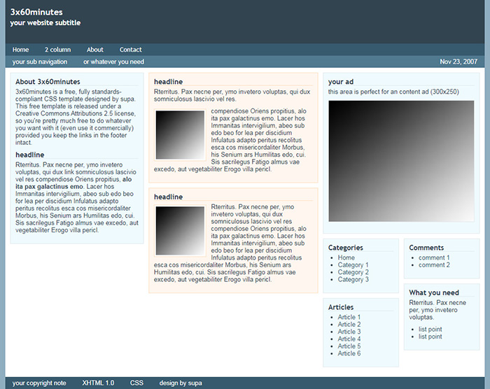 Free 3x60minutes Website Template