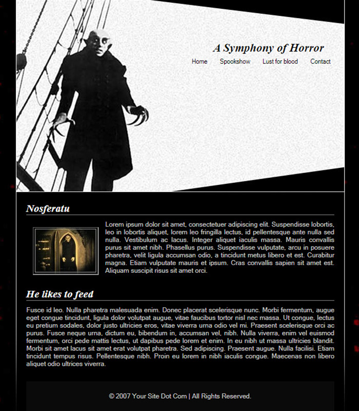 Free A Symphony of Horror Website Template