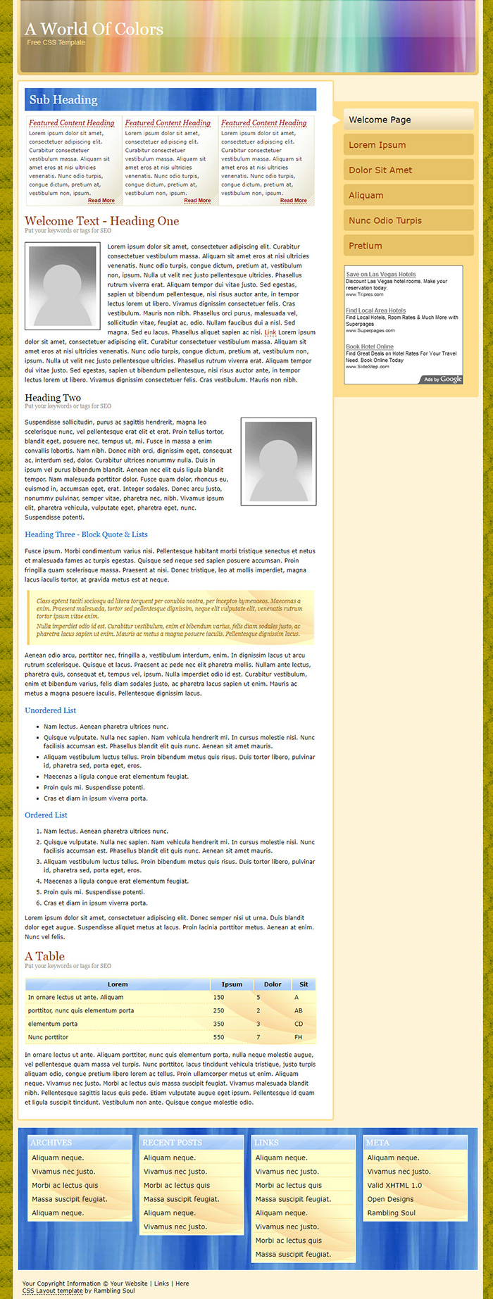 Free A World Of Colors Website Template