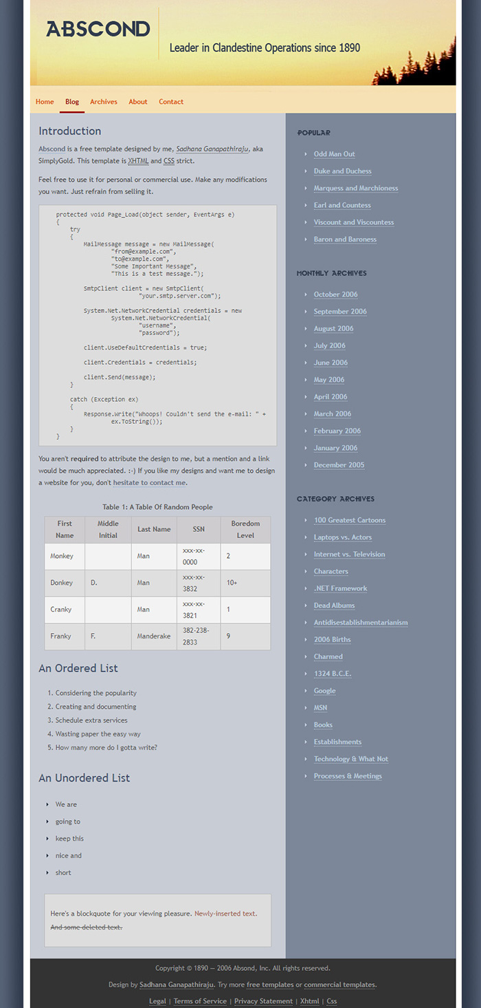 Free Abscond Website Template