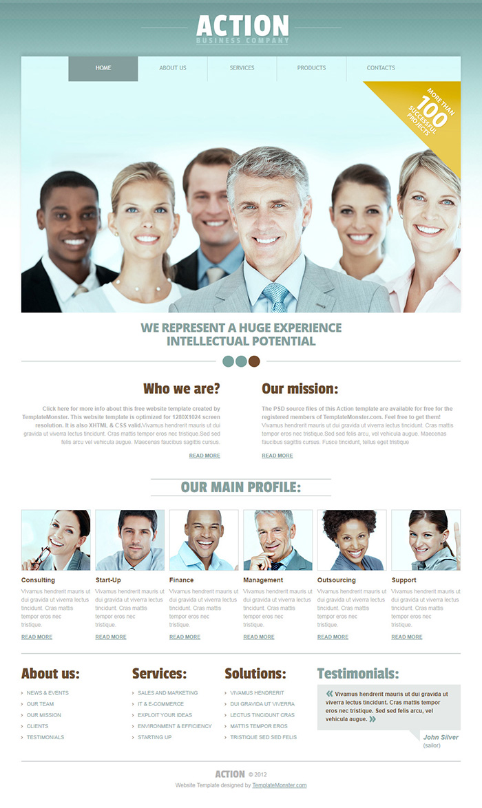 Free Action Website Template