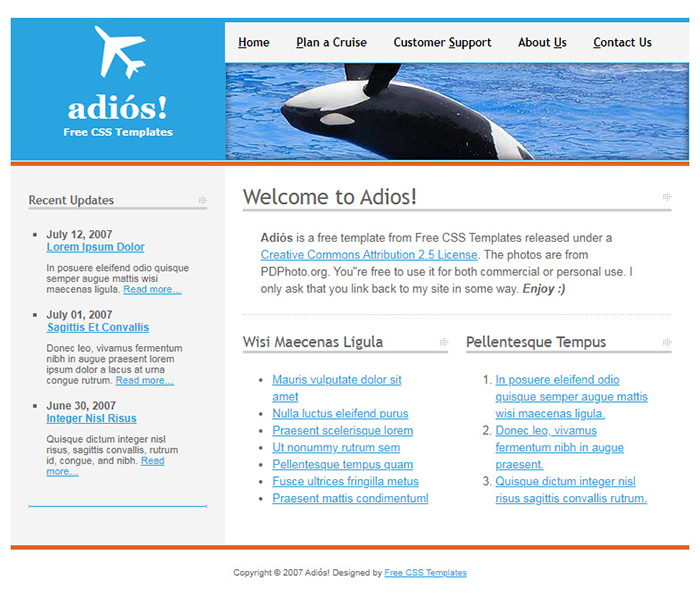 Free Adios Website Template