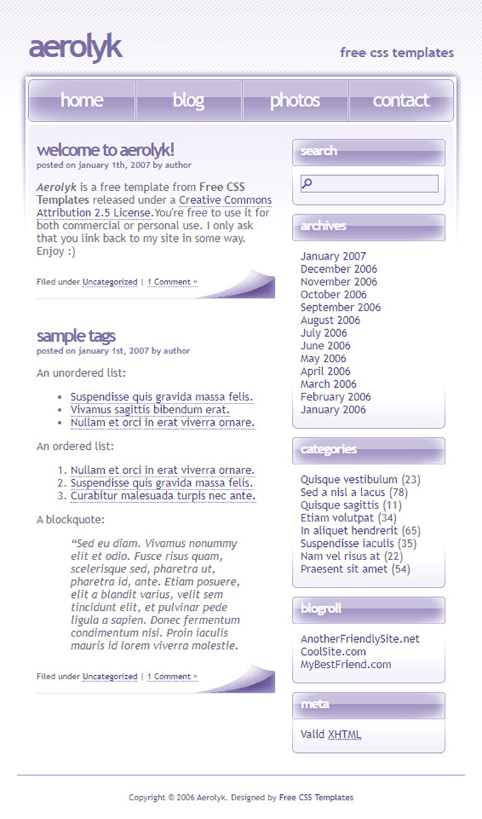 Free Aerolyk Website Template