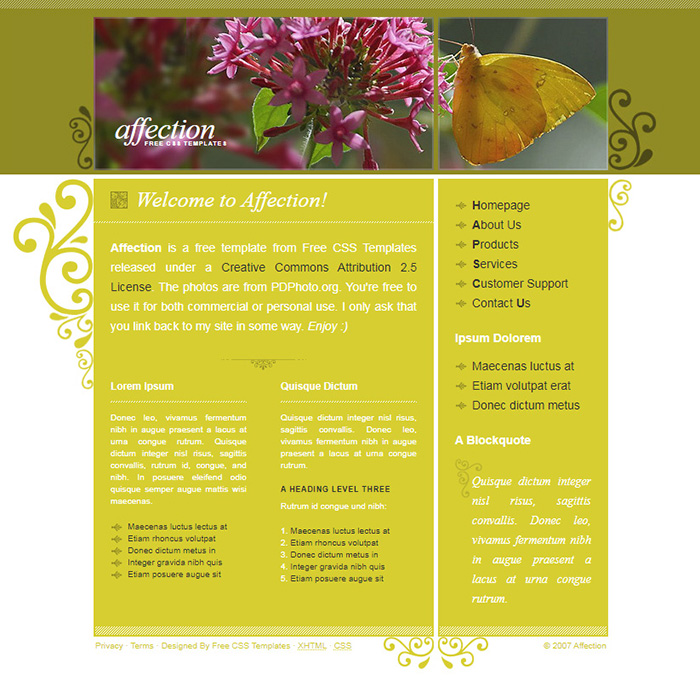 Free Affection Website Template