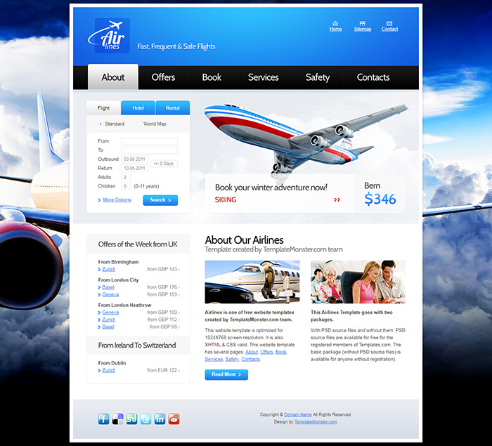 Free Airlines Website Template Free Website Templates Html5 Css Templates Open Source Templates