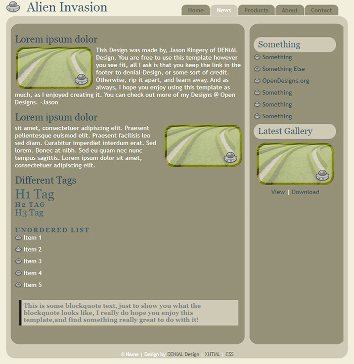 Free Alien Invasion Website Template