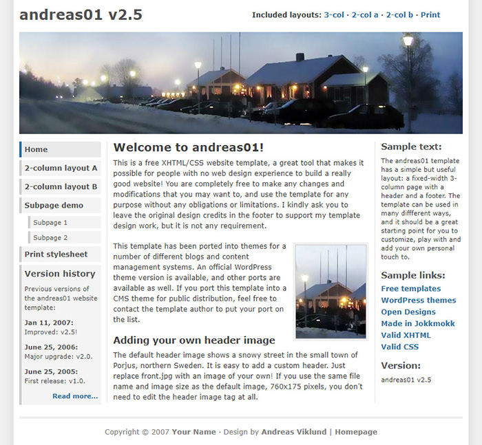 Free Andreas01 v2.5 Website Template