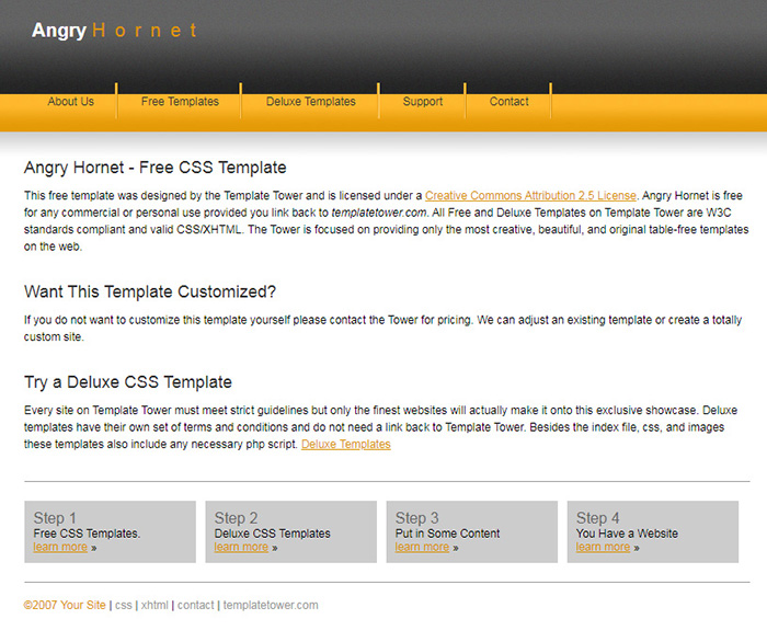 Free Angry Hornet Website Template