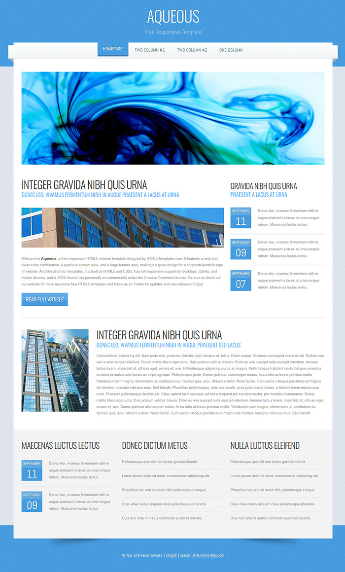 Free Aqueous Website Template