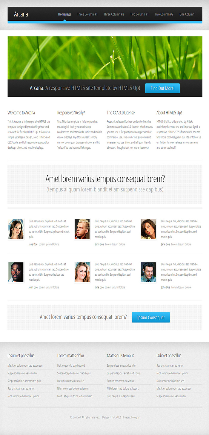 Free Arcana Website Template