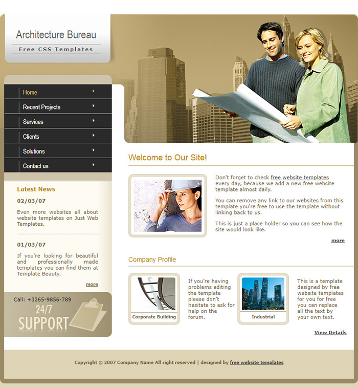 Free Architecture Bureau Website Template - Free Website Templates ...