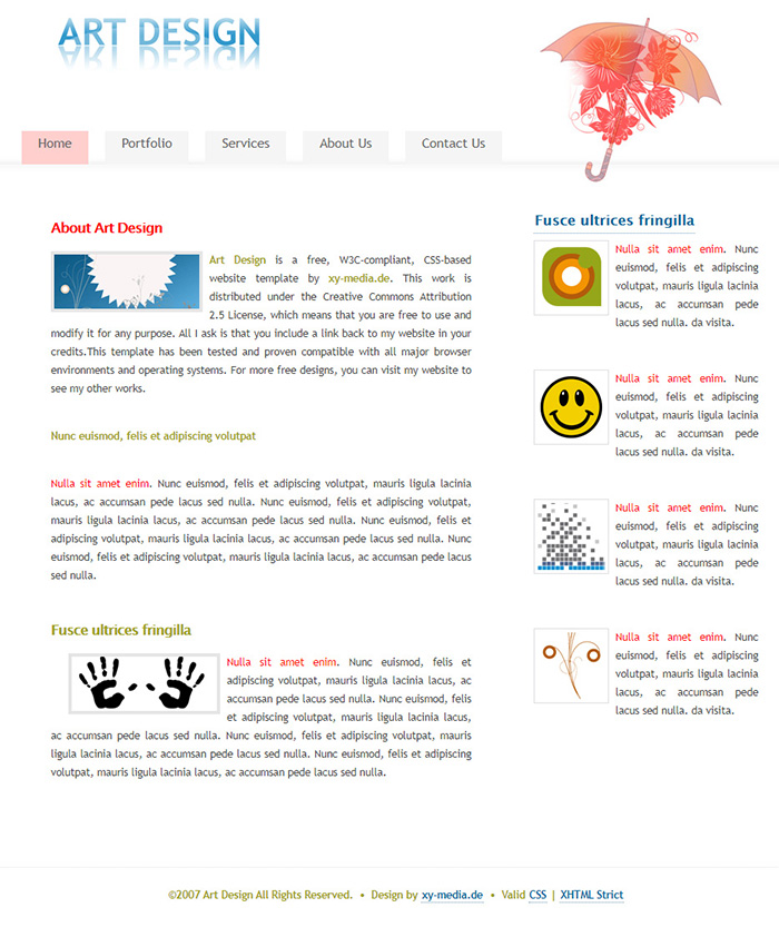 Free Art Design Website Template