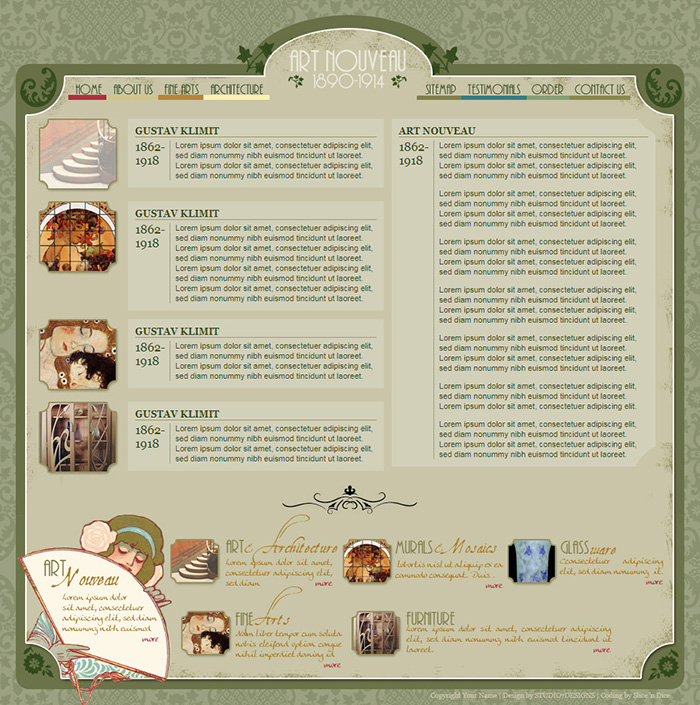 Free Art Nouveau Website Template