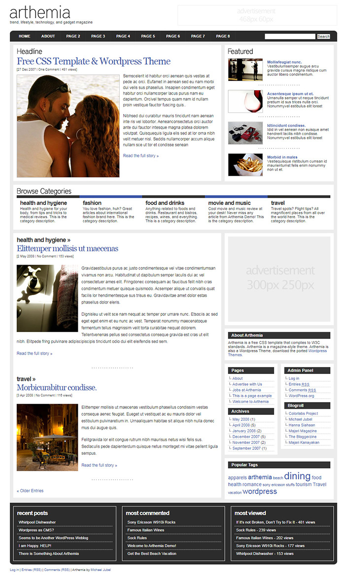 Free Arthemia Website Template