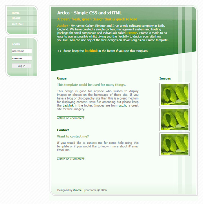 Free Artica Website Template