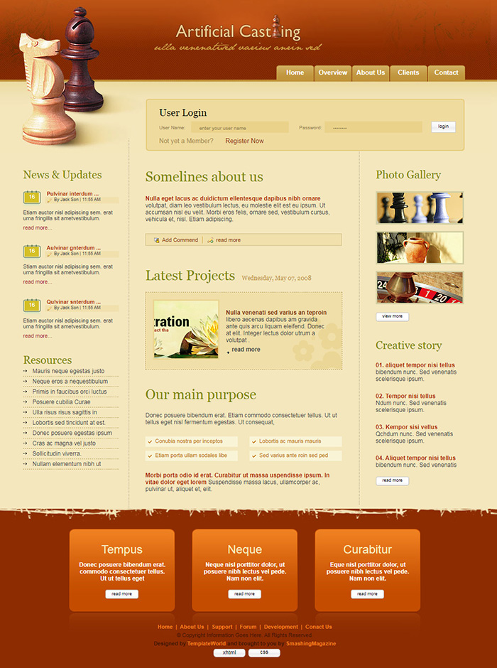 Free Artificial Casting Website Template