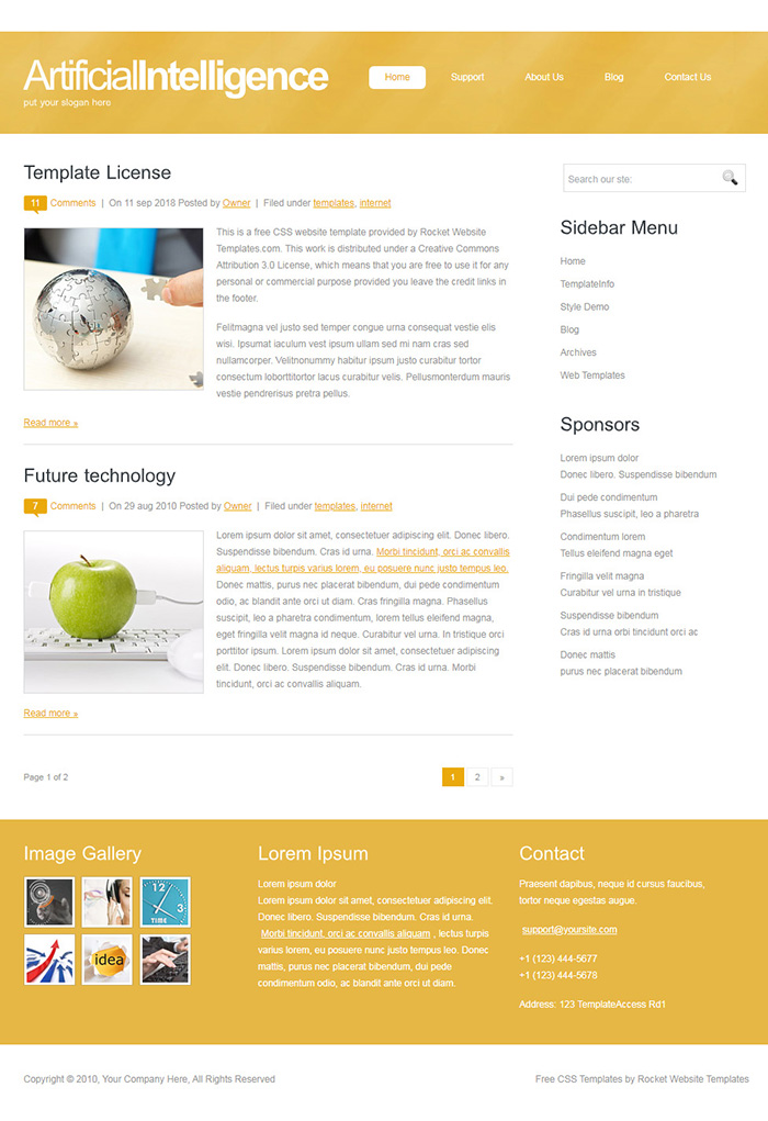 Free ArtificialIntelligence Website Template
