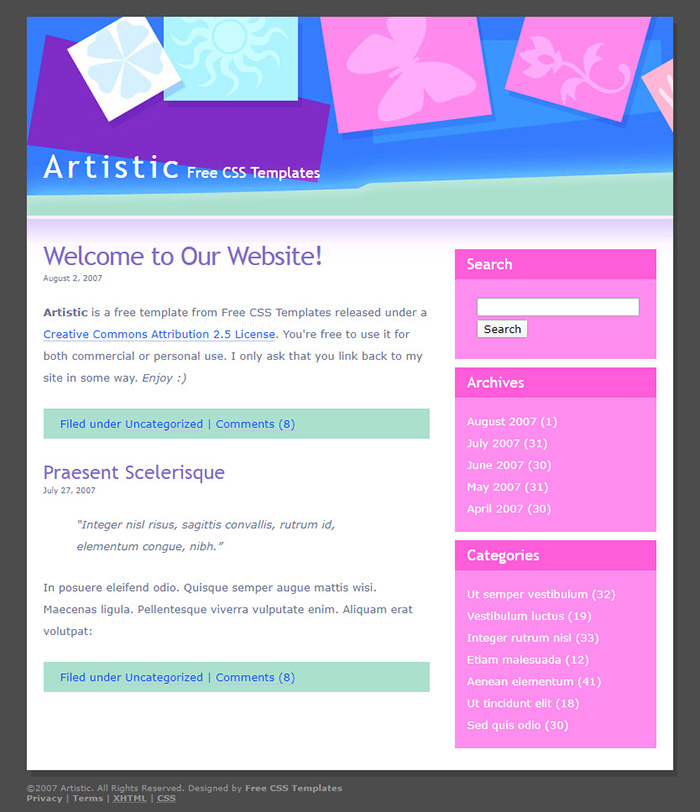 Free Artistic Website Template
