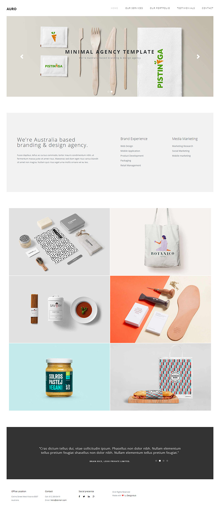 Free Auro Website Template