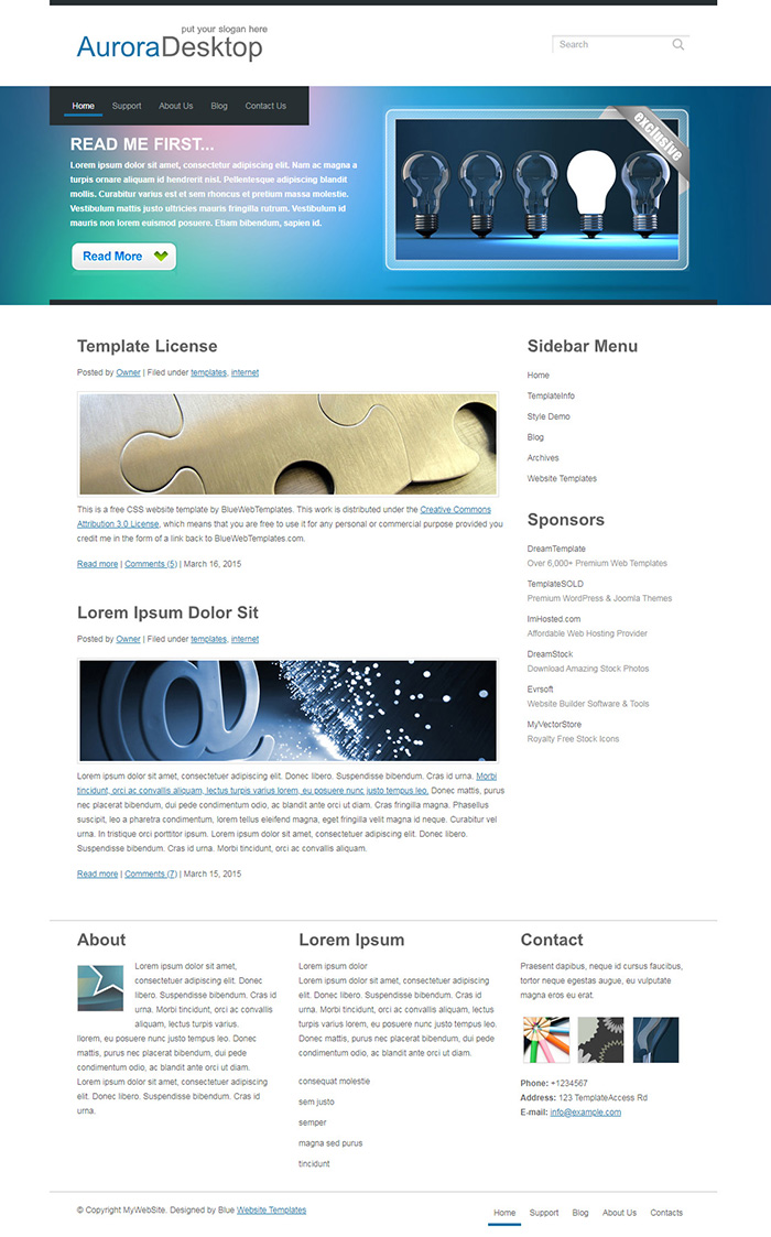 Free AuroraDesktop Website Template