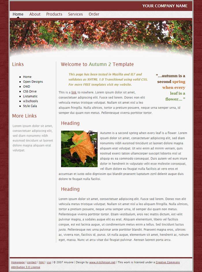 Free Autumn 2 Website Template