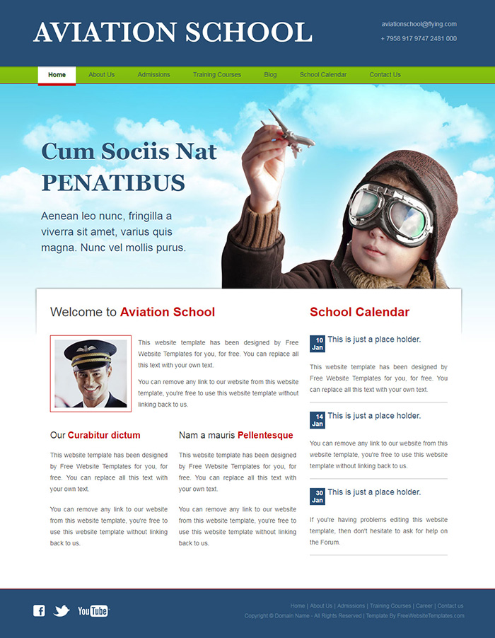 Free Aviation School Website Template
