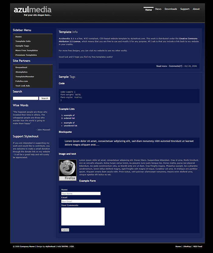 Free Azulmedia 2.1 Website Template