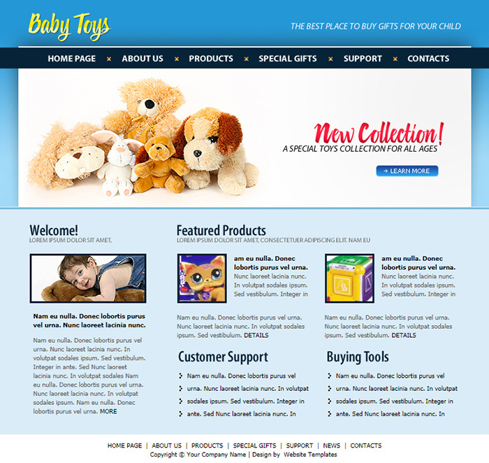 Free Baby Toys Website Template