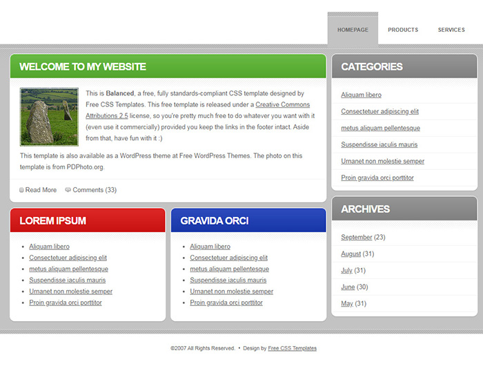 Free Balanced Website Template