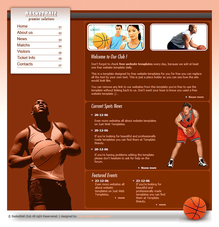 Free Basketball Website Template Free Website Templates Html5 Css Templates Open Source Templates