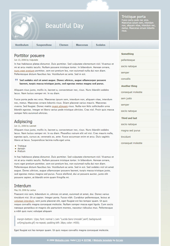 Free Beautiful Day Website Template