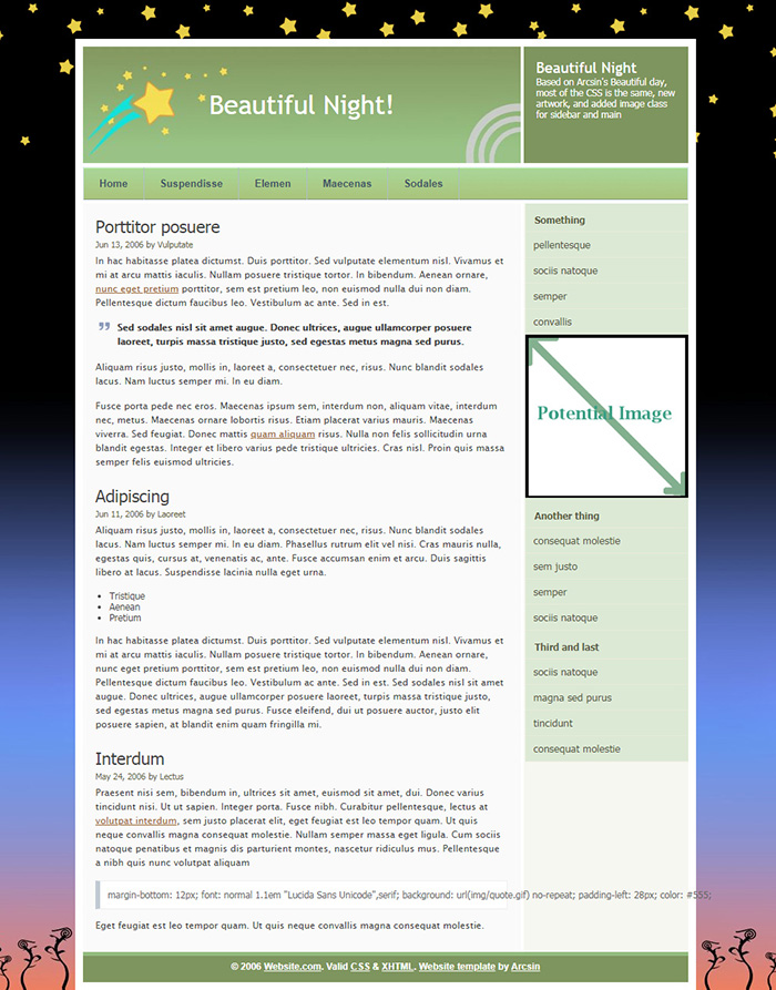 Free Beautiful Night Website Template