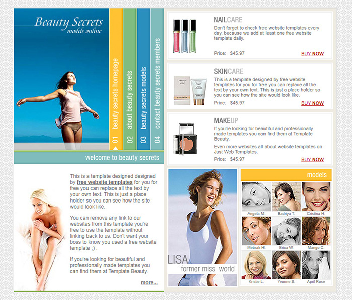 Free Beauty Secrets Website Template