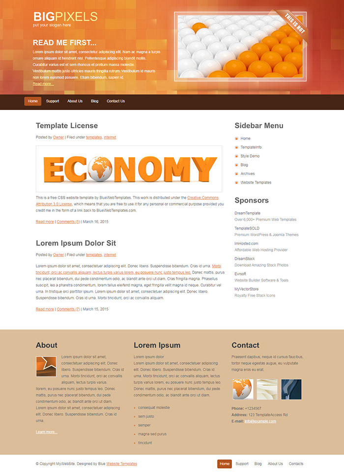 Free BigPixels Website Template