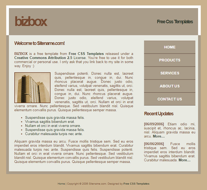 Free BizBox Website Template