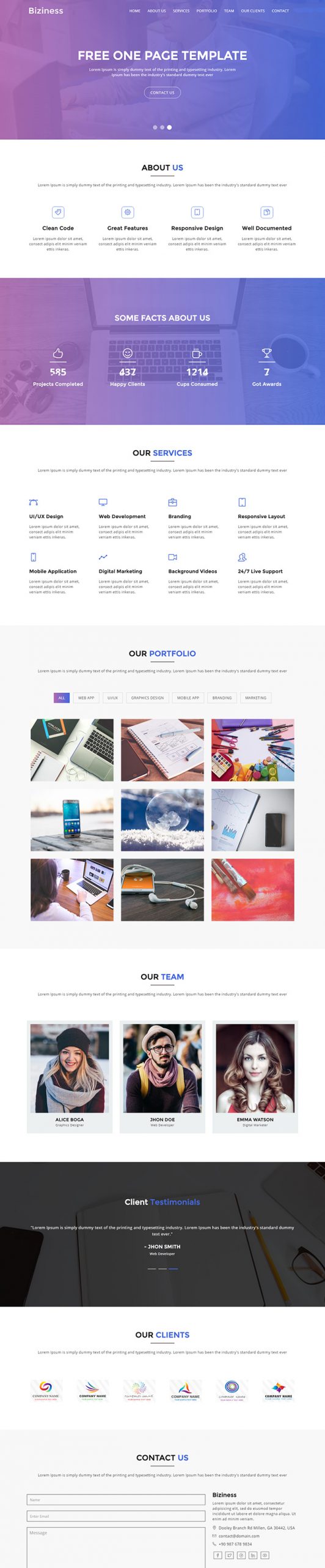 Free Biziness Website Template