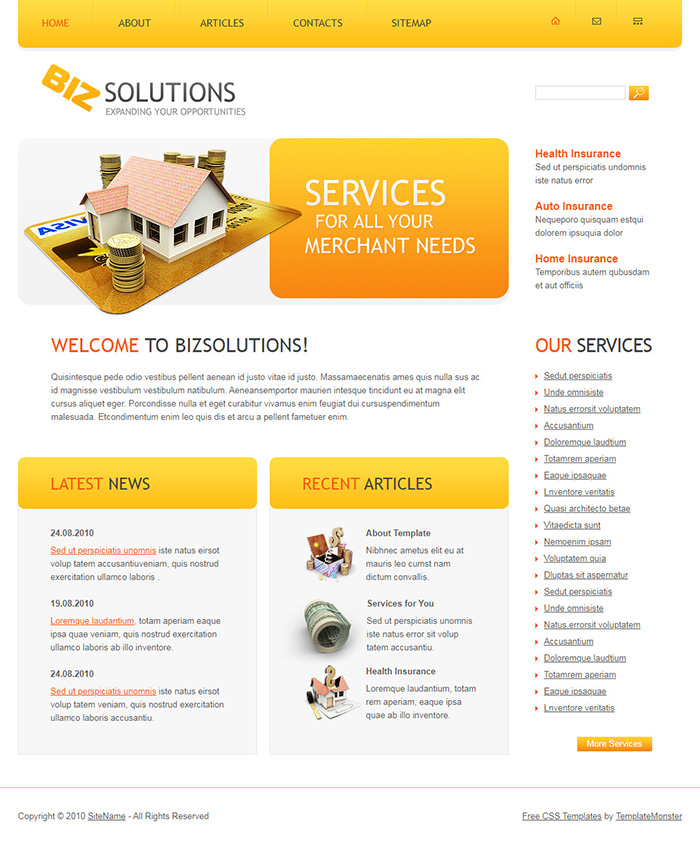 Free BizSolutions Website Template