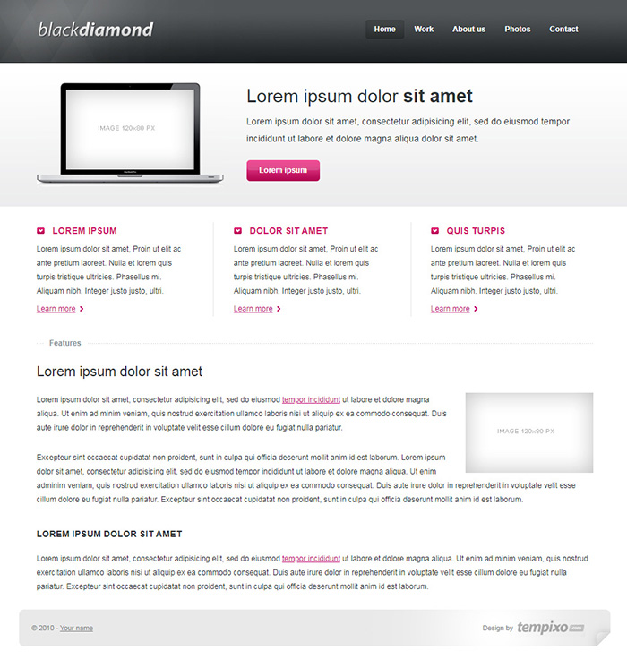 Free Black Diamond Website Template