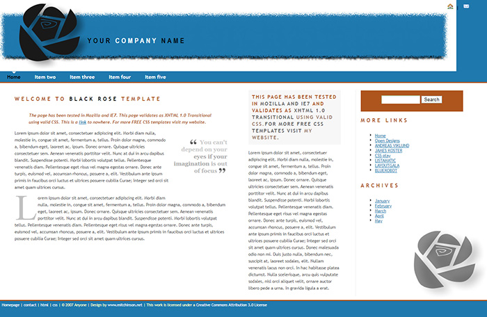 Free Black Rose Website Template - Free Website Templates, HTML5 & CSS ...
