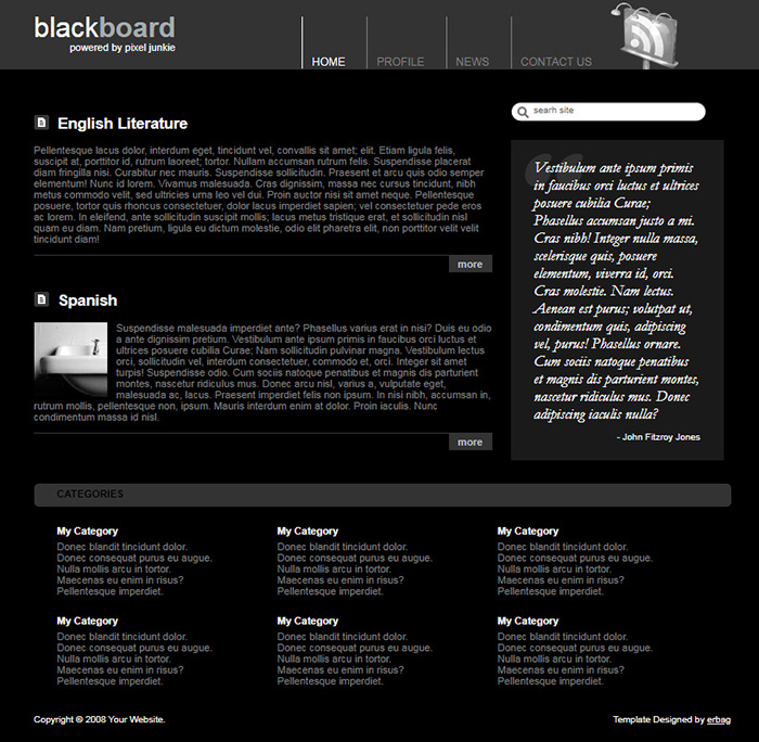 Free Blackboard Website Template