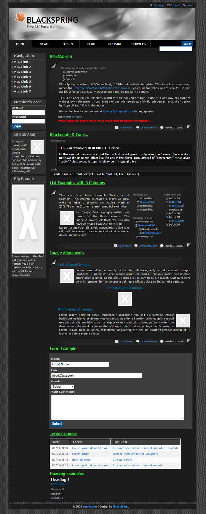 Free BlackSpring Website Template