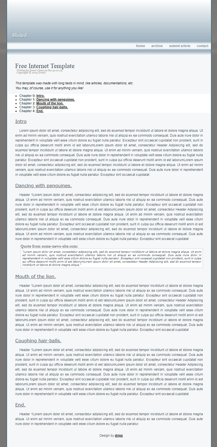 Free Bladed Website Template