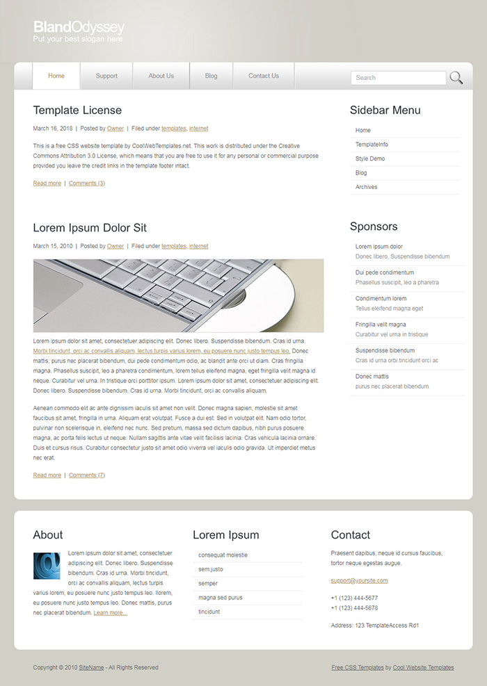 Free BlandOdyssey Website Template