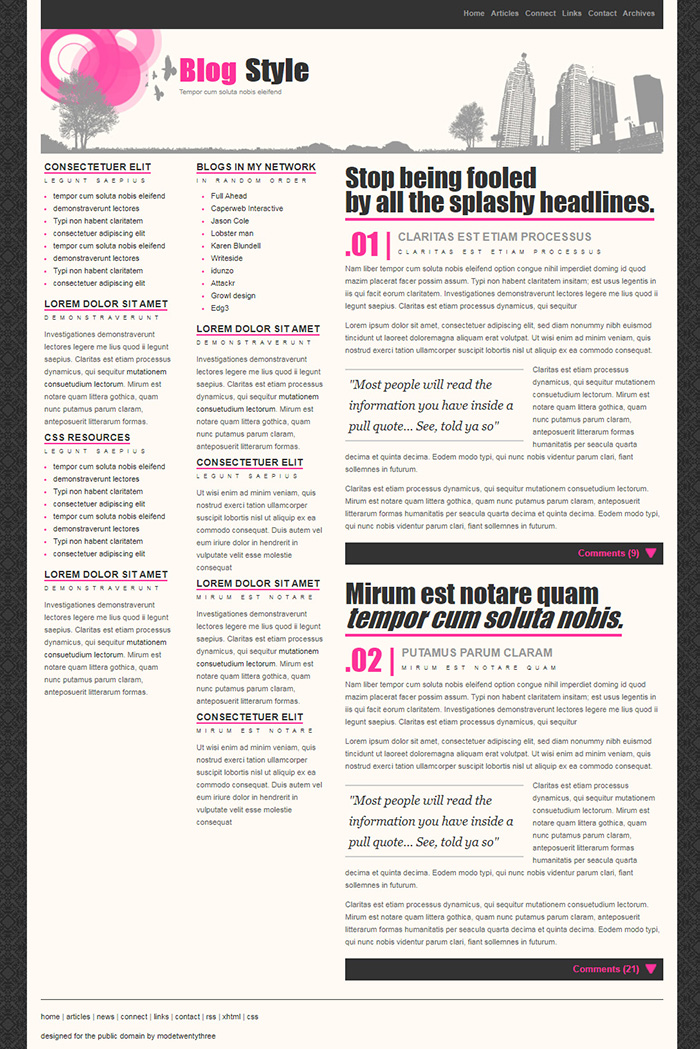 Free Blog Style Website Template