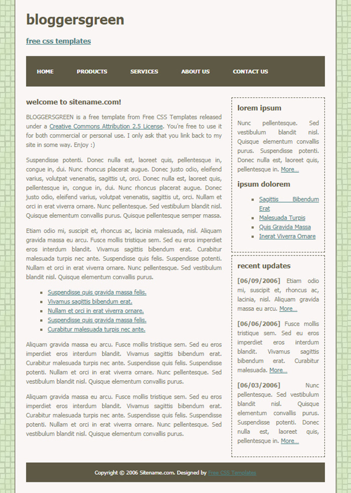 Free Bloggersgreen Website Template