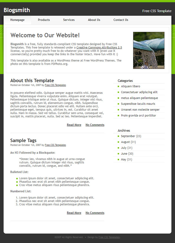 Free Blogsmith Website Template
