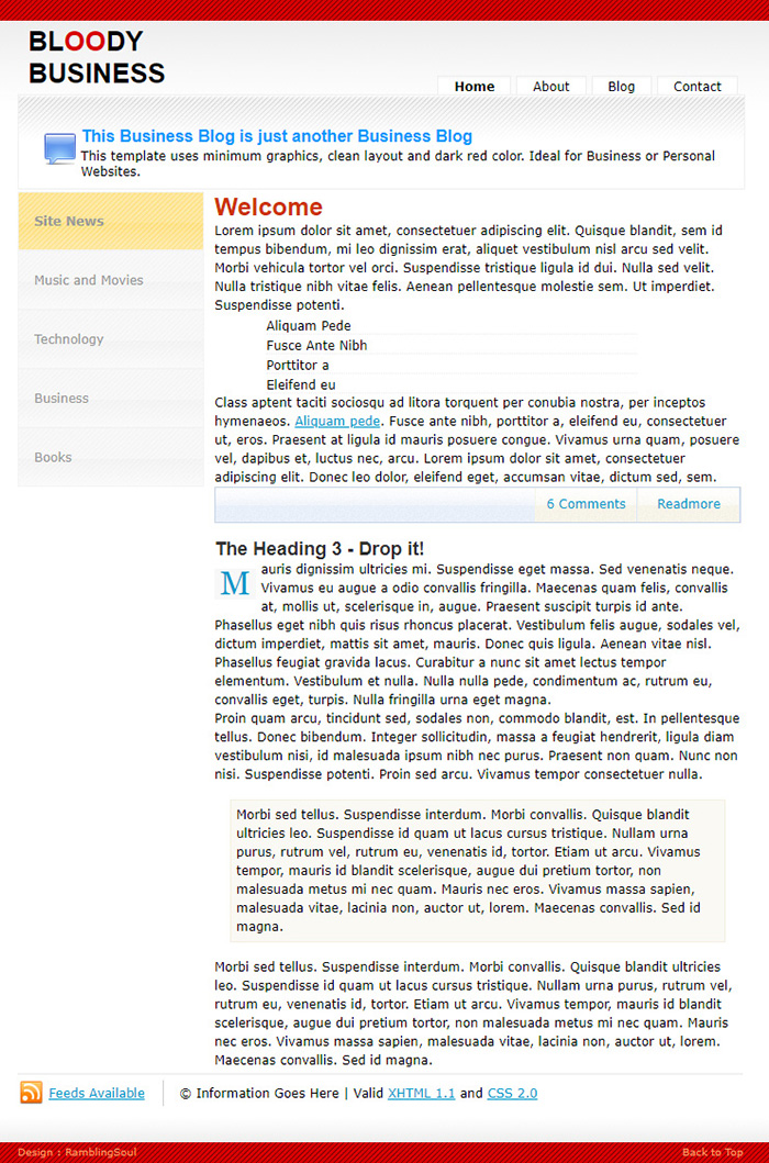 Free Bloody Business Website Template