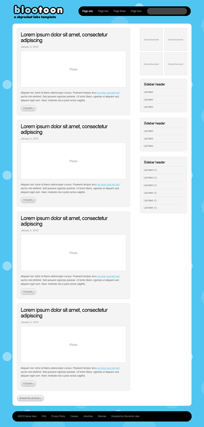 Free Blootoon Website Template